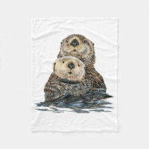 Mar de Otter com Pup Fleece Blanket
