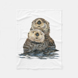 Cobertor De Velo Mar de Otter com Pup Fleece Blanket