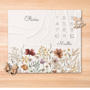 Cobertor De Velo Maravilha Bonito da Aquarela Milestone Baby