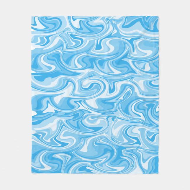 Cobertor De Velo Marble Swirl Texture - Blue Tones  (Frente)