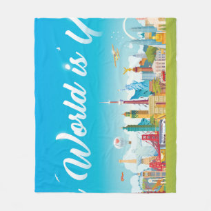 Cobertor De Velo Marcas do Mundo: Conjunto de Vintagens de Viagem