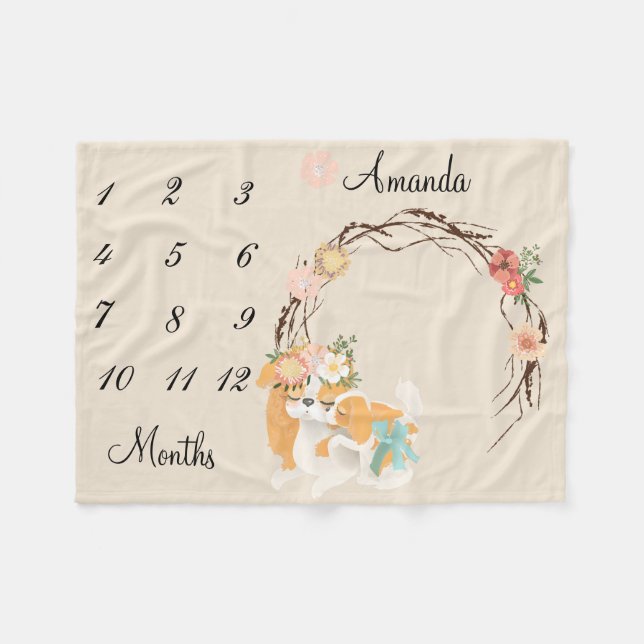 Cobertor De Velo Marco de Bebê Cachorro Cadela Rosa Presente (Frente (Horizontal))
