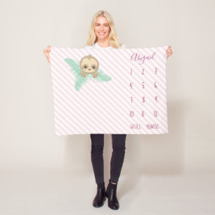 Cobertor De Velo Marco miliário cor-de-rosa bonito do bebê da