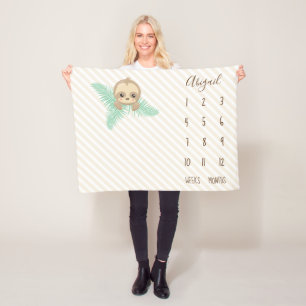 Cobertor De Velo Marco miliário neutro do bebê da preguiça do bebê