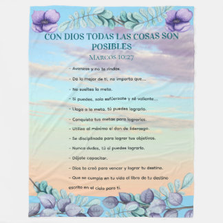 Cobertor De Velo Marcos 10:27 Con Dios Todo Possível Fondo Azul Lil