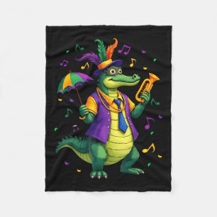 Cobertor De Velo Mardi Gras Alligator Funny Mardi Gras Costume