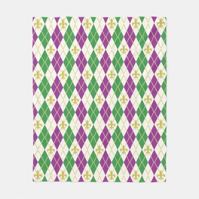 Cobertor De Velo Mardi Gras Argyle Fleece Blanket (Frente)