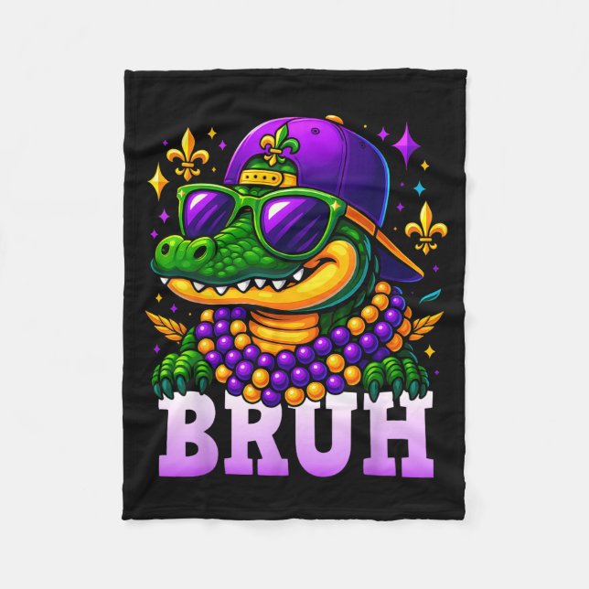 Cobertor De Velo Mardi Gras Bruh Mardigator Alligator Costume Teens (Frente)