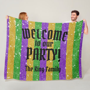 Cobertor De Velo Mardi Gras Colors Glitter Striter Bling Bem-vindo