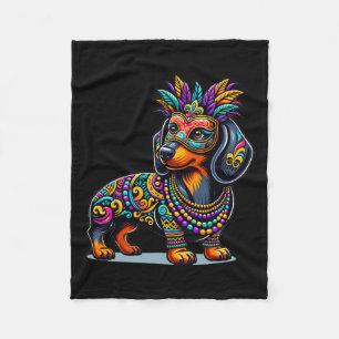 Cobertor De Velo Mardi Gras Dachshund Miçangas Máscara Carnaval Fes