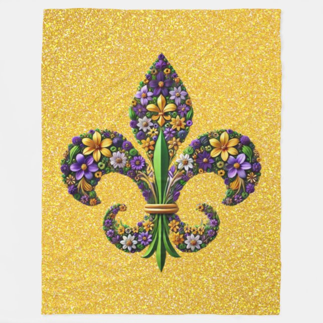 Cobertor De Velo Mardi Gras floral flor de lis (Frente)