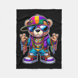 Cobertor De Velo Mardi Gras Para Meninos Hip Hop Cute Bear New Orl