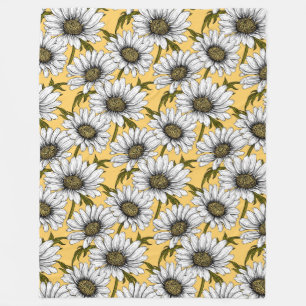Cobertor De Velo Margaridas brancas, flores silvestres em amarelo