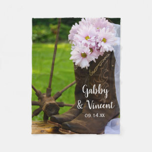 Cobertor De Velo Margaridas rústicas e botas de vaqueiro