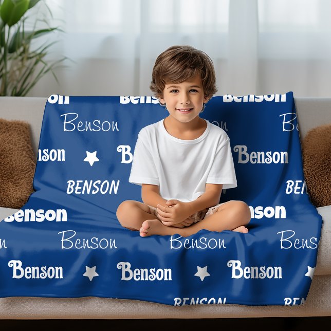 Cobertor De Velo Marinho azul-curva nome repetitivo personalizado (Criador carregado)