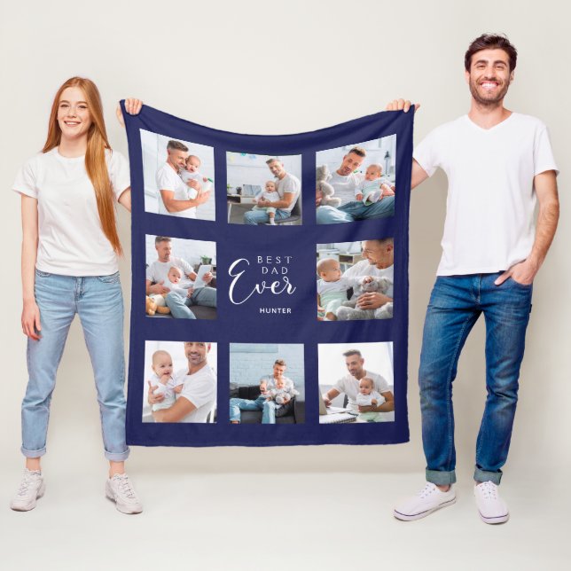 Cobertor De Velo Marinho azul de colagem de fotos do pai (In Situ)