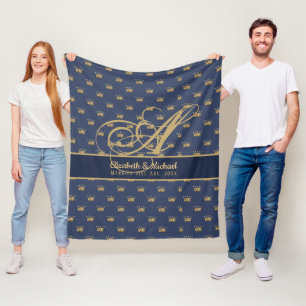 Cobertor De Velo Marinho azul Dourado Rei Rainha NeWLYWEDS