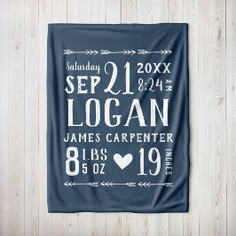 Cobertor De Velo Marinho Blue Baby Boy Stats Keepsait