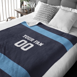 Cobertor De Velo Marinho de futebol, azul e branco personalizado