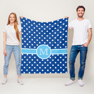 Cobertor De Velo Marinho e azul claro com monograma branco de Bolin