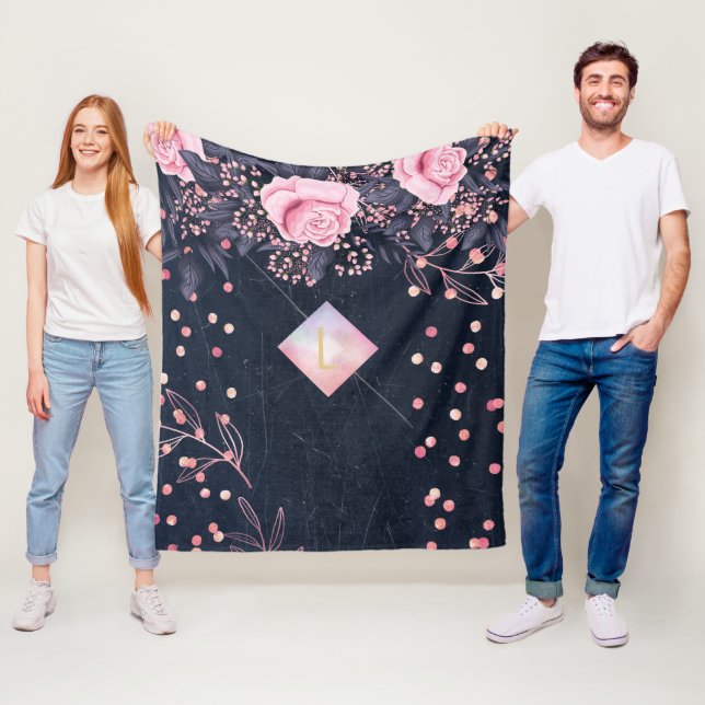 Cobertor De Velo Marinho Lilibet Monogramas Rosegold Pink Princess  (In Situ)