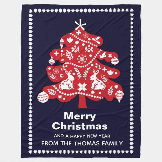 Cobertor De Velo Marinho Nórdico de Árvores Vermelhas de Natal (Frente)