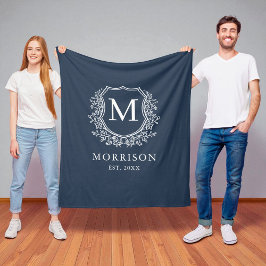 Cobertor De Velo Marinho Rustic Monograma Blue Crest Recém-Casado
