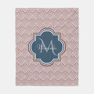 Cobertor De Velo Marinho Vermelho Escuro Deco Scallops Blue Monogra