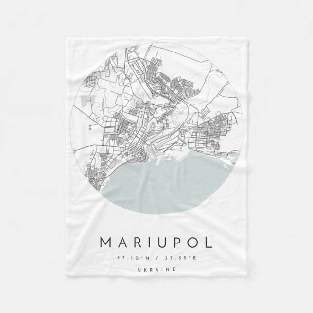 Cobertor De Velo Mariupol Ucrânia Coordenadas Mapa Cidade Natal  (Frente)