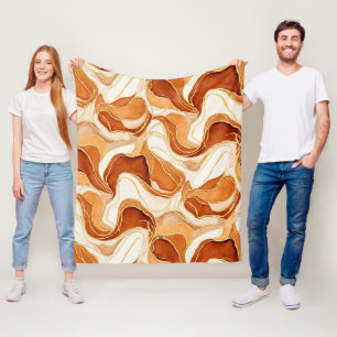 Cobertor De Velo Mármore Abstrato Fluido Dourado Sienna Queimada