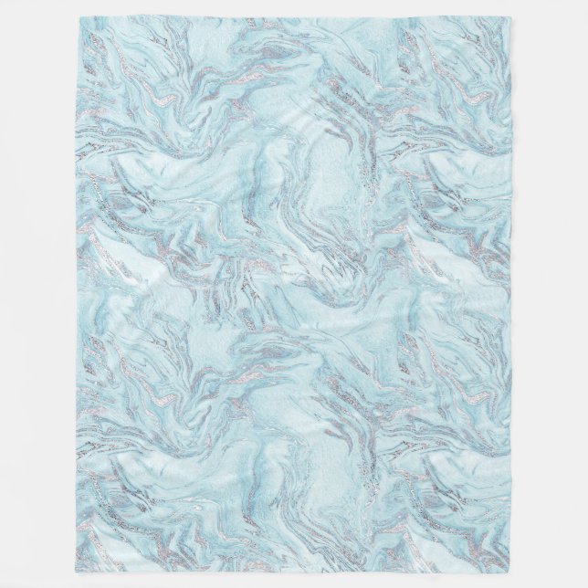 Cobertor De Velo Mármore Azul Prateado (Frente)