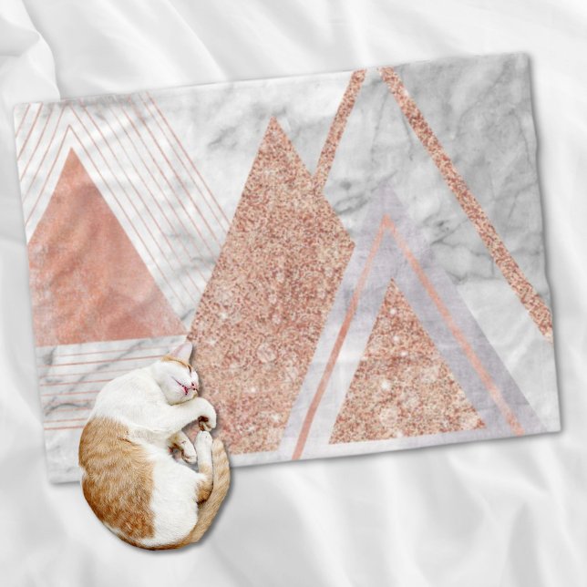 Cobertor De Velo mármore geométrico branco rosa de ouro-chic escand (scandinavian chic rose gold geometric white marble fleece blanket)