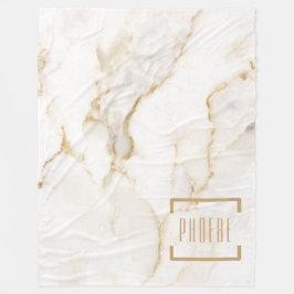 Cobertor De Velo Mármore Personalizado Moderno Nome Efeito Dourado