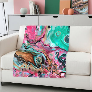 Cobertor De Velo Mármore Rosa e Verde