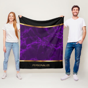 Cobertor De Velo Mármore Roxo Profundo e Dourado