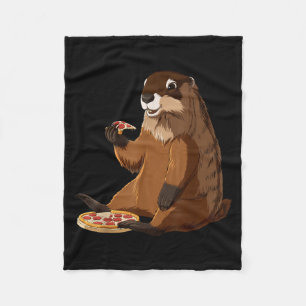 Cobertor De Velo Marmota Amante de Pizza Engraçada 