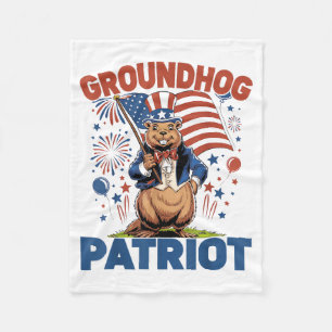 Cobertor De Velo Marmota Patriota Bandeira Americana Celebração 4 d