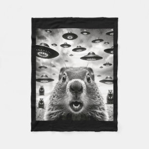 Cobertor De Velo Marmotas Estranhas Selfie Com Ufo Alien Divertido 