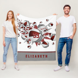Cobertor De Velo maroon cinza esportes decoração garotas basketball