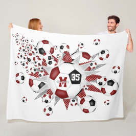 Cobertor De Velo maroon negro bolas de futebol estrelas estrelas no