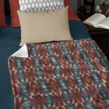 Marrom Bege Vermelho Azul Teal Terracota Arte Trib
