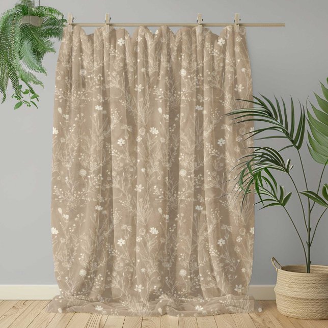 Cobertor De Velo Marrom Floral Bege Elegante (Criador carregado)