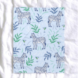 Cobertor De Velo Martini Azul Preppy Zebra / Design de Coquetel de