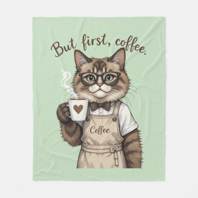 Cobertor De Velo Mas Primeiro, Gato De Café (Frente)