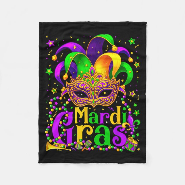 Cobertor De Velo Máscara de Contas de Carnaval Mardi Gras Penas Cha (Frente)