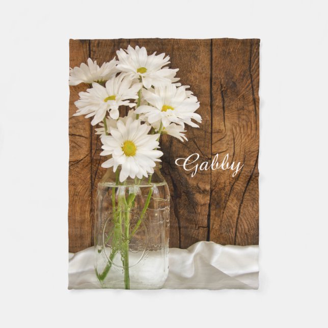 Cobertor De Velo Mason Jar e White Daisies Country Ranch (Frente)