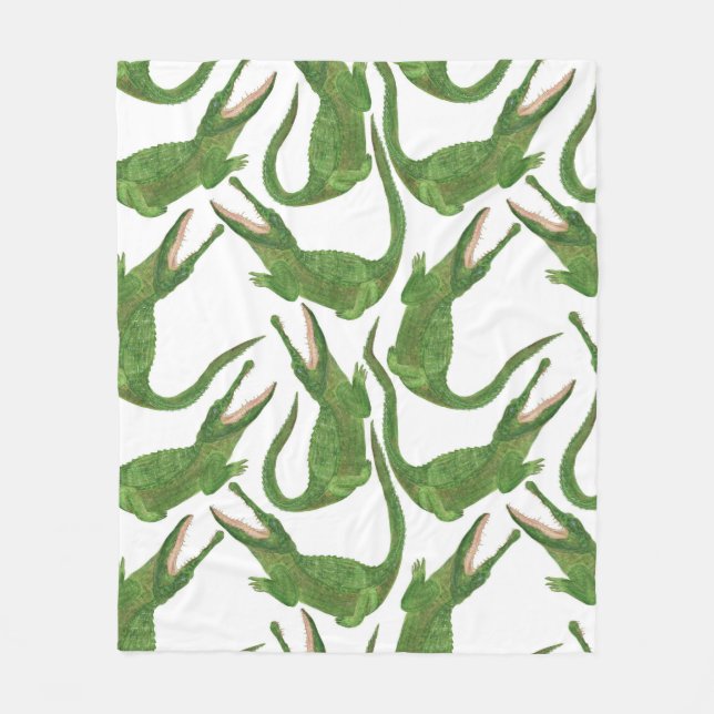 Cobertor De Velo Matriz Crocodilo White Watercolor (Frente)