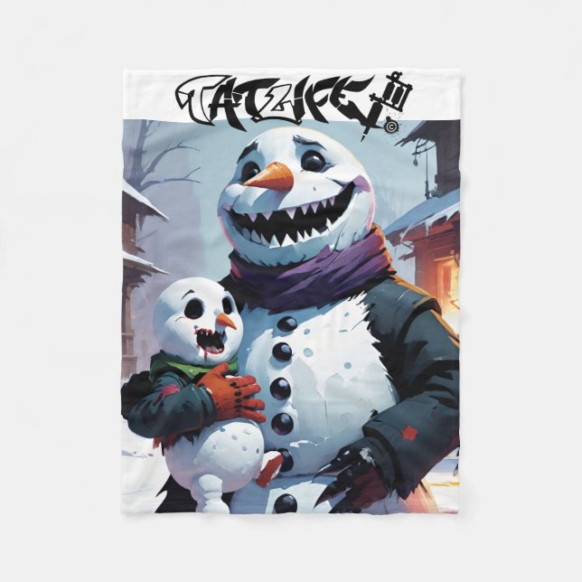 Cobertor De Velo Mau Snowman e Snowson Fleece Blanket (Frente)