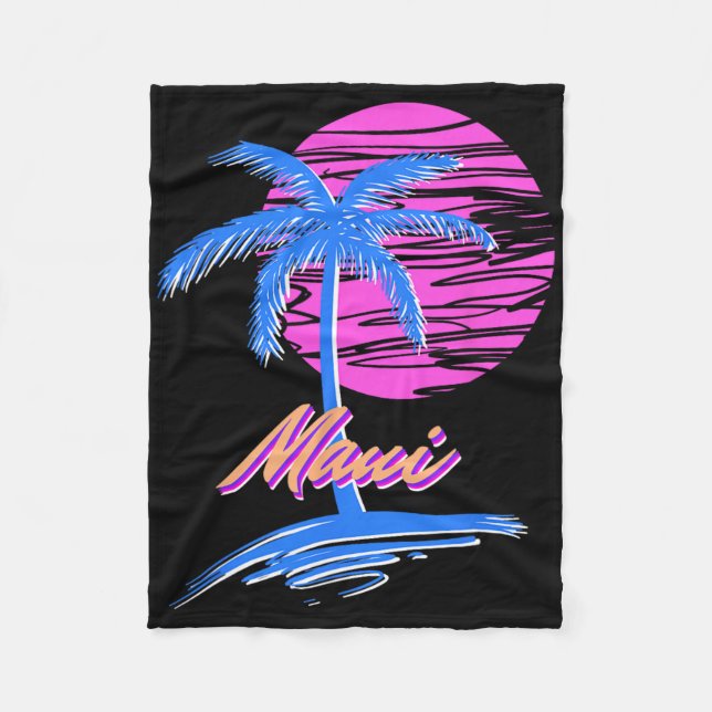 Cobertor De Velo Maui Vaporwave Synth Ulun Sunset 80s Beach Retro (Frente)