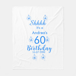 Cobertor De Velo Mauve branco azul shhhh 60.º aniversário nome flor